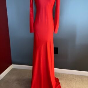 Chic Scarlet Long Sleeve Gown